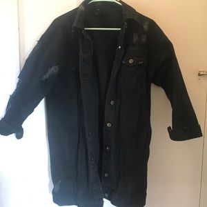 Distressed Longline Denim Jacket